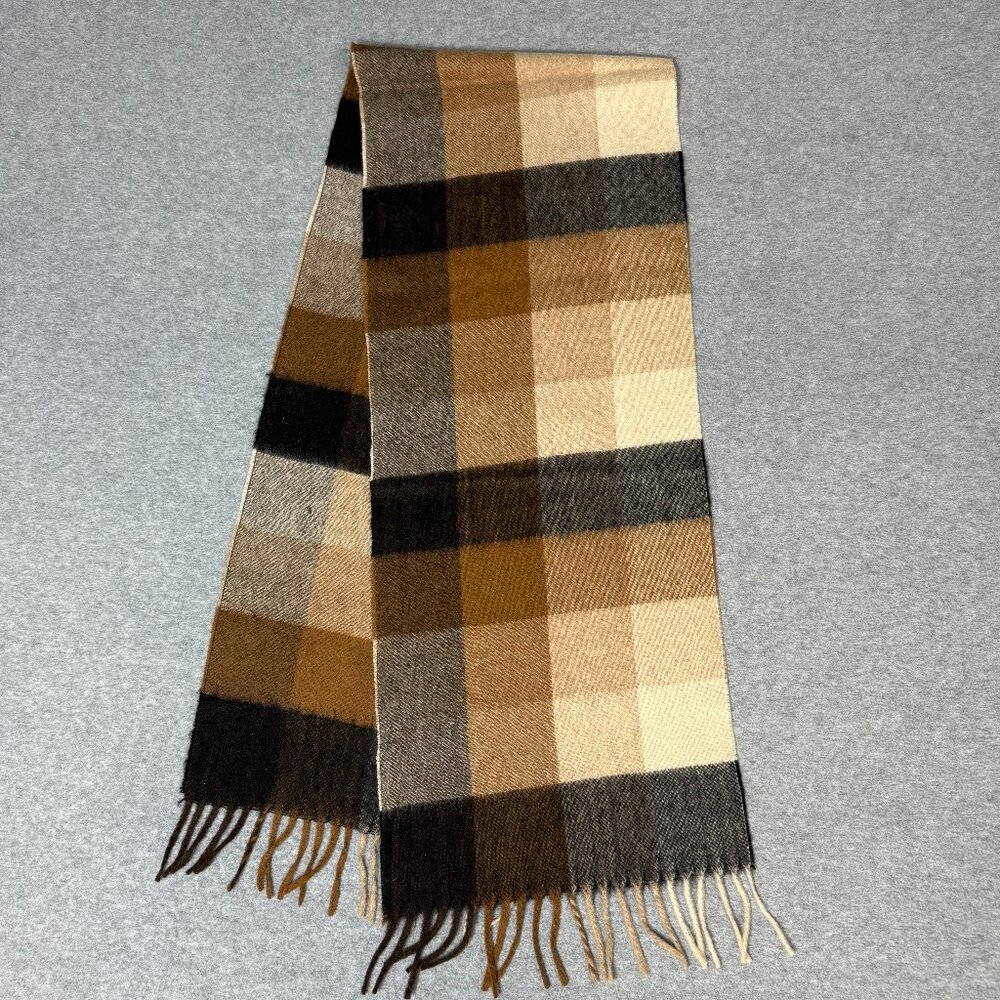 Ladies Scarf 100% Wool. Shades of Brown, Tan, Off White